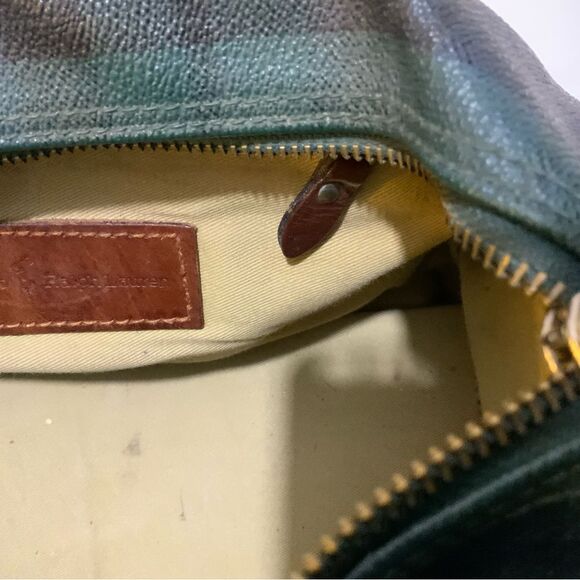 Polo Ralph Lauren Vintage Bag  Pvc Checkered Pattern Top Handle Travel Bag - Picture 12 of 16